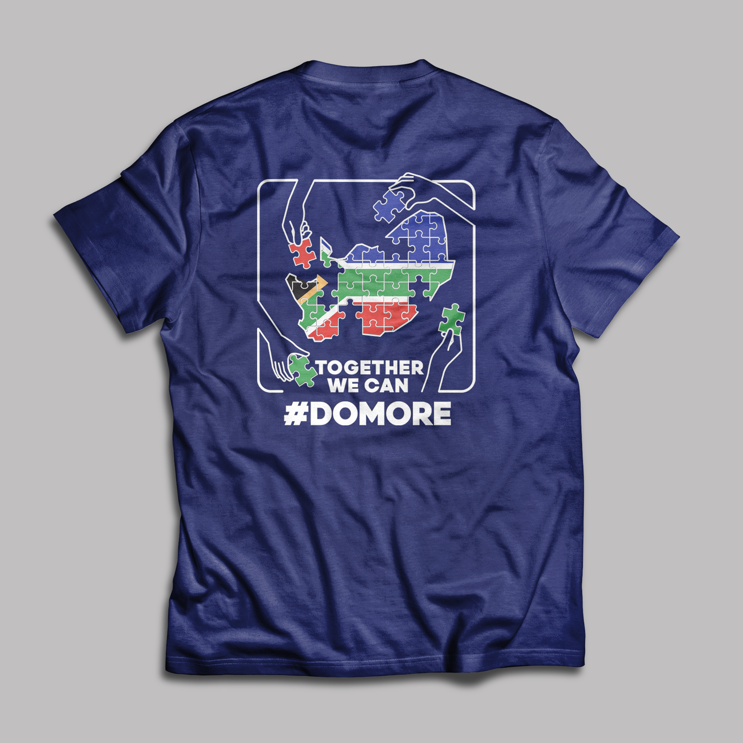 Unisex Navy I #DoMore SA Flag Puzzle T-shirt