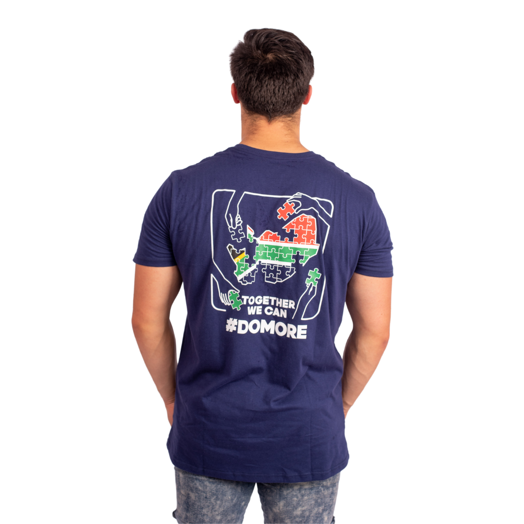 Unisex Navy I #DoMore SA Flag Puzzle T-shirt